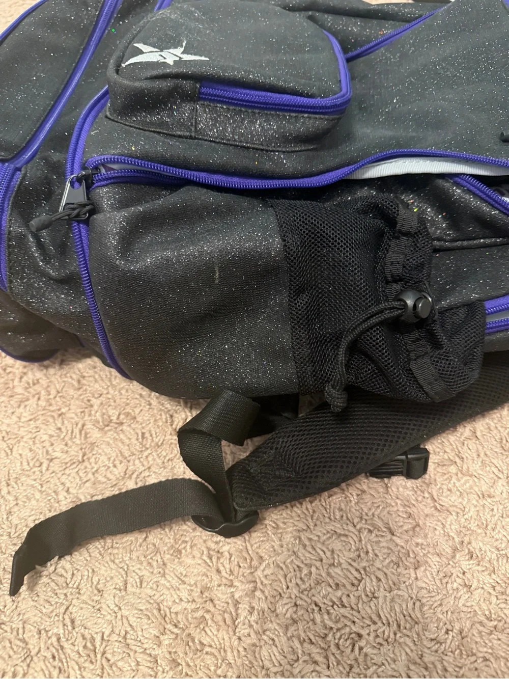 Rebel Black Sparkle Backpack with Purple Trim - Cheer backpack